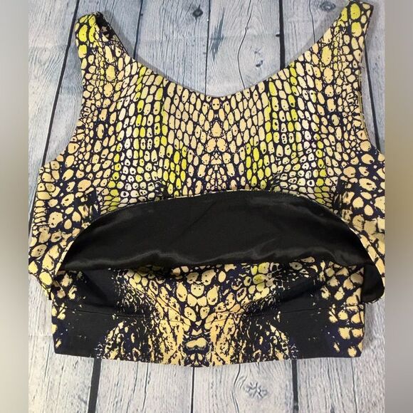 McQ by Iconic ALEXANDER MCQUEEN Luxury Chic Crocodile Print Layered Crop Top S - Picture 5 of 15